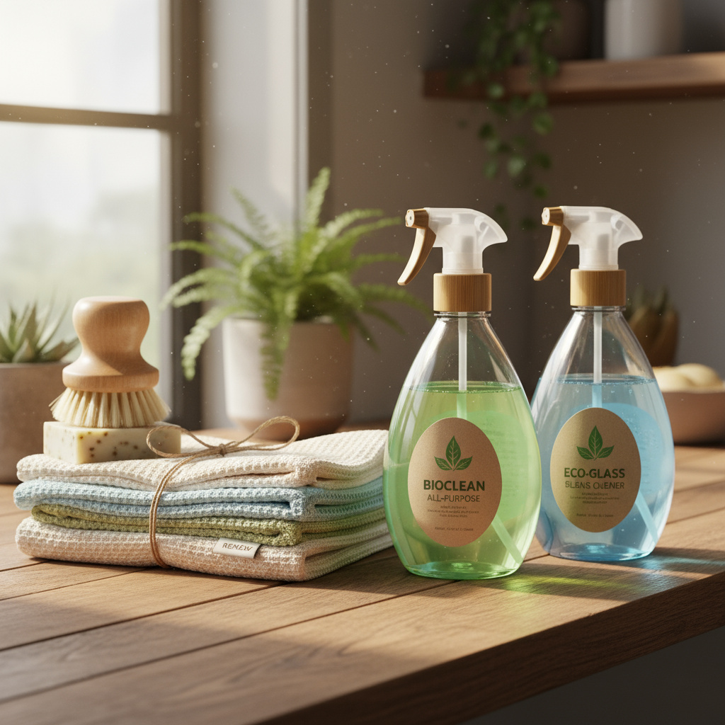 Umweltorientierte Reinigungsmittel und Mikrofasertücher